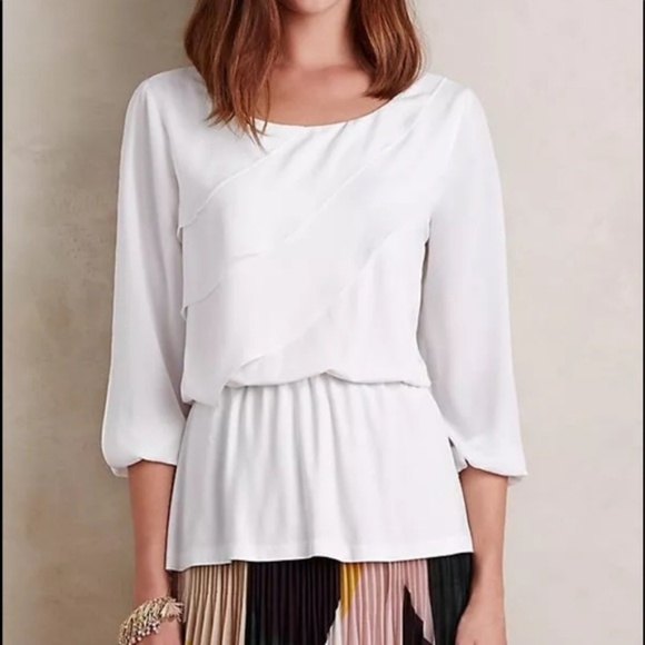 Anthropologie Deletta Peplum white blouse - Picture 2 of 6